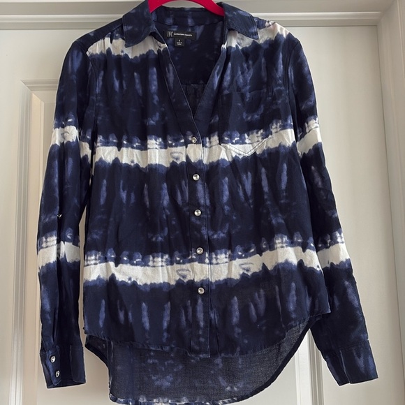 INC International Concepts Tie-dye rhinestone button down shirt - Picture 1 of 5